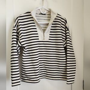 Zara Striped Quarter Zip Sweater